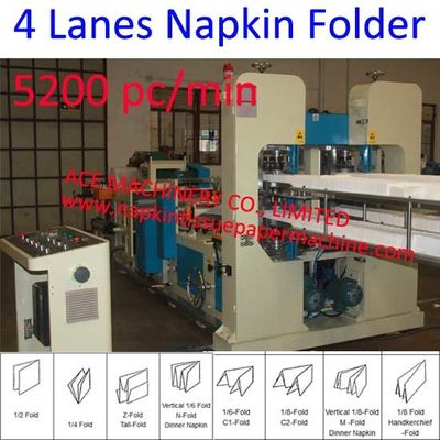 5200 Adet / Min Dört Satır Otomatik Peçete Üretim Makinası 330x330mm Peçete Üretim Makinası