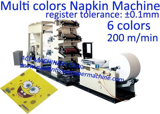 Kayıt Toleransı ± 0.1mm ile Satılık 6 Renkli Kağıt Peçete Baskı Makinesi